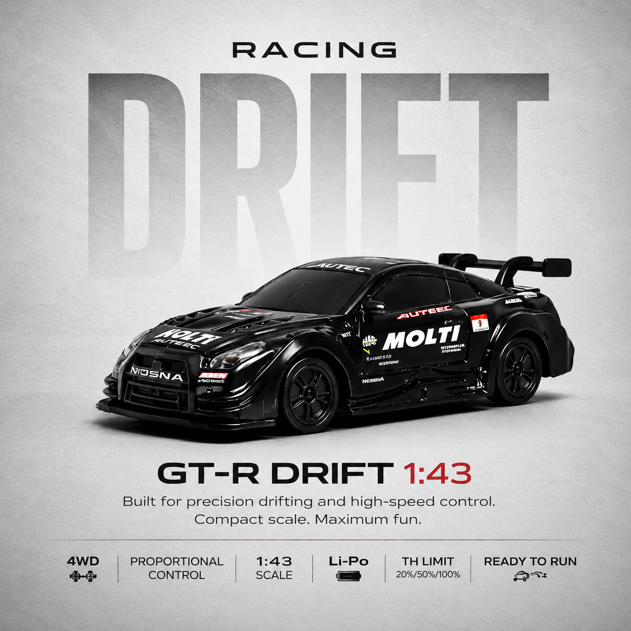 Nissan GTR-Inspired 1/43 scale Rc Drift car