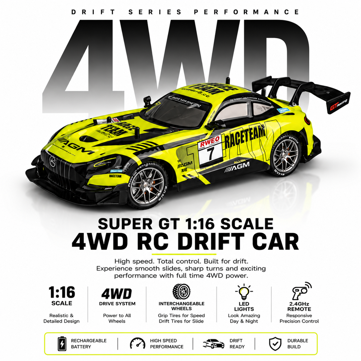 Super GT 1:16 Scale High-Speed RC Drift Car