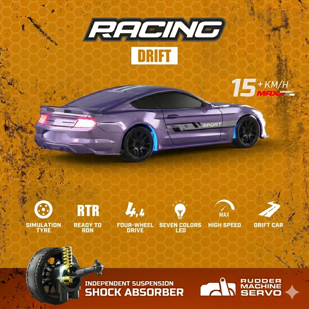 Mustang-Inspired 1/43 Scale RC Drift Car